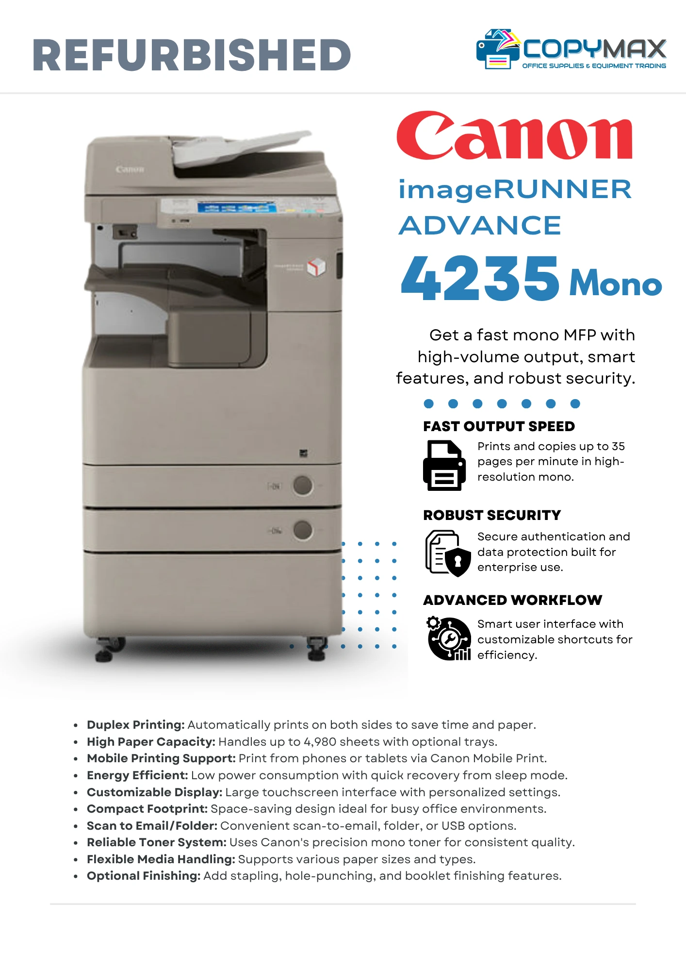 Canon imageRUNNER ADVANCE 4235monoprinter for sale manila philippines